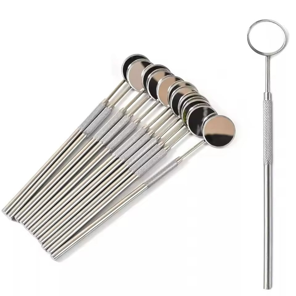 Stainless Steel Dental Mouth Mirror Set (12 Pcs)