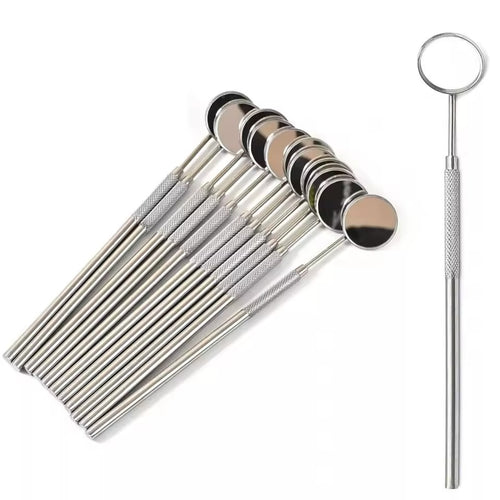 Stainless Steel Dental Mouth Mirror Set (12 Pcs)